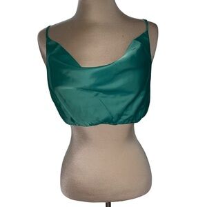 Vero Moda Nat satin crop top cowl neck spaghetti straps size medium NWT